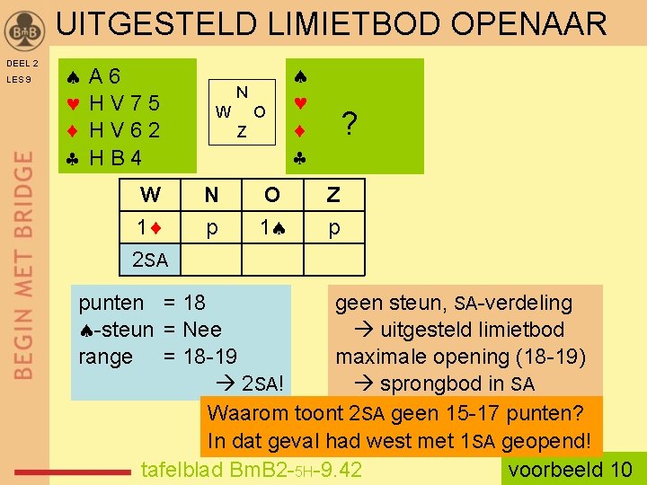 UITGESTELD LIMIETBOD OPENAAR DEEL 2 LES 9 A 6 HV 75 HV 62 HB