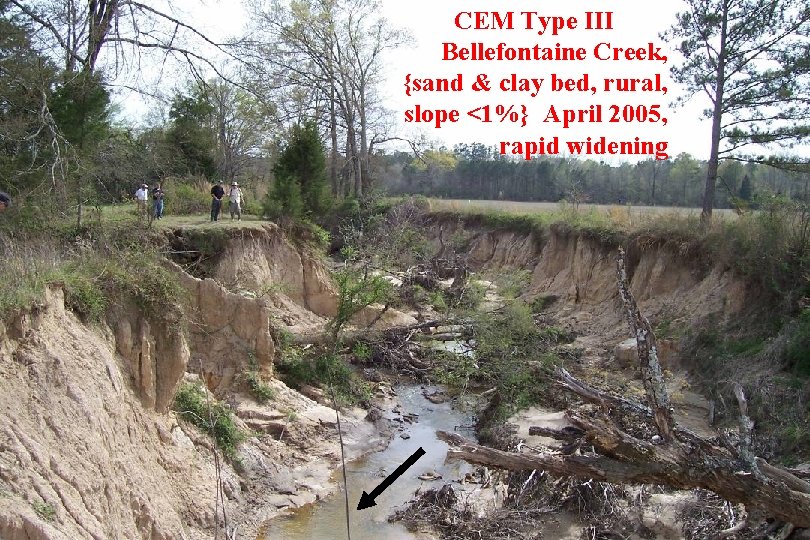 CEM Type III Bellefontaine Creek, {sand & clay bed, rural, slope <1%} April 2005, CEM Type III Bellefontaine Creek, {sand & clay bed, rural, slope <1%} April 2005,