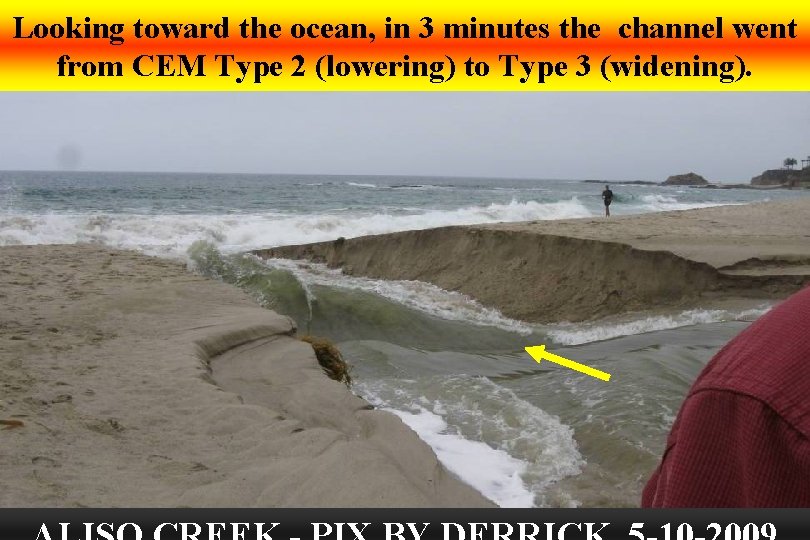 Looking toward the ocean, in 3 minutes the channel went from CEM Type 2 Looking toward the ocean, in 3 minutes the channel went from CEM Type 2