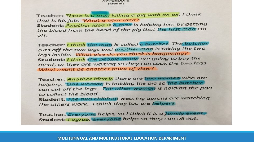 MULTILINGUAL AND MULTICULTURAL EDUCATION DEPARTMENT MULTILINGUAL AND MULTICULTURAL EDUCATION DEPARTMENT