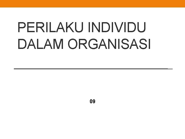 PERILAKU INDIVIDU DALAM ORGANISASI 09 