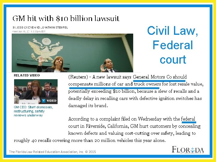 Civil Law, Federal court The Florida Law Related Education Association, Inc. © 2015 