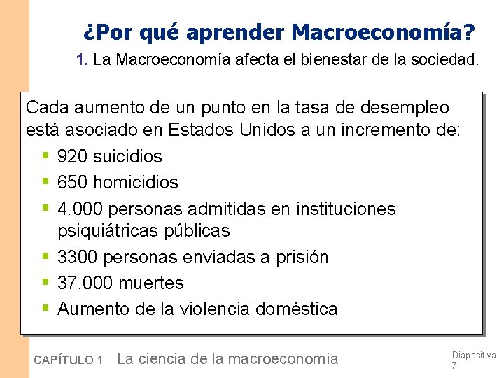 ¿Por qué aprender Macroeconomía? 1. La Macroeconomía afecta el bienestar de la sociedad. Cada ¿Por qué aprender Macroeconomía? 1. La Macroeconomía afecta el bienestar de la sociedad. Cada