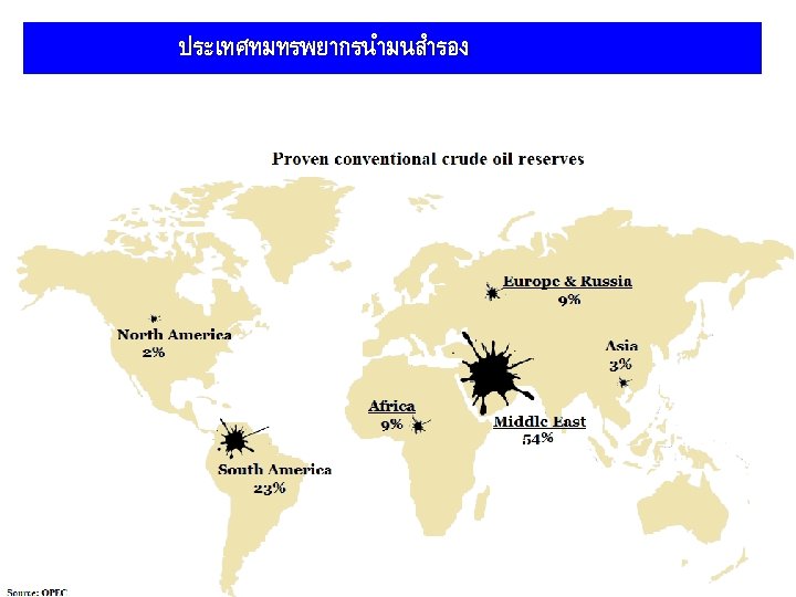 ประเทศทมทรพยากรนำมนสำรอง Syria Iran Iraq Kuwait Qatar Saudi Arabia Yemen U. A. E Oman 