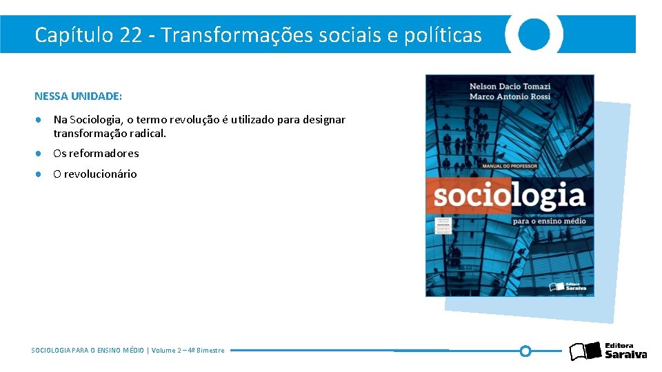 Capítulo 22 - Transformações sociais e políticas NESSA UNIDADE: ● Na Sociologia, o termo