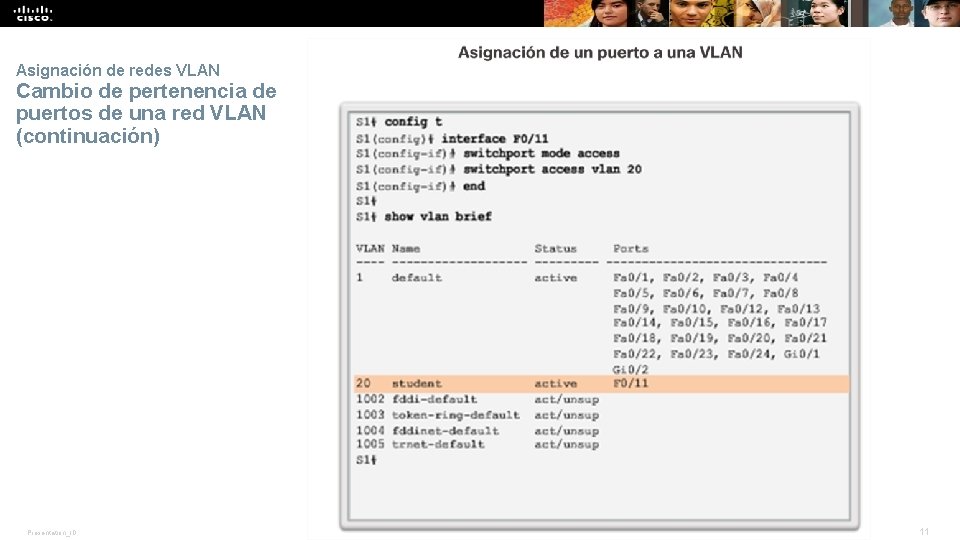 Asignación de redes VLAN Cambio de pertenencia de puertos de una red VLAN (continuación)
