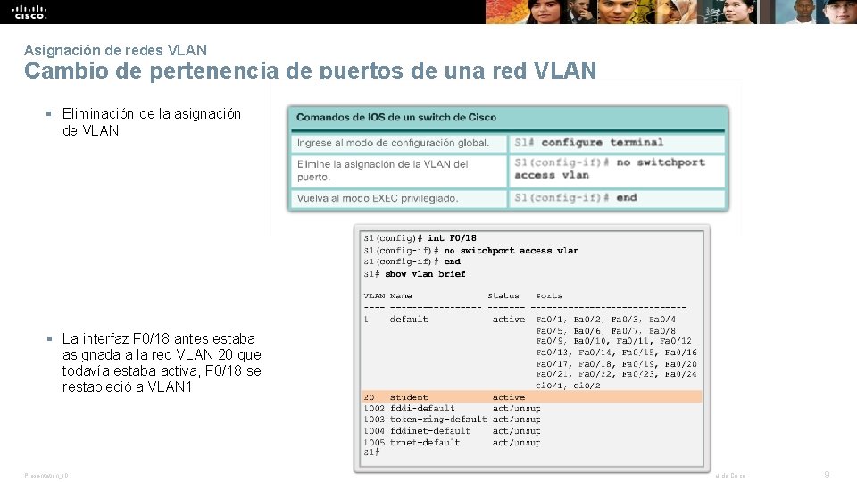 Asignación de redes VLAN Cambio de pertenencia de puertos de una red VLAN §