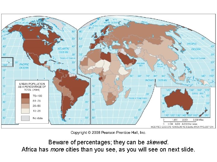 Beware of percentages; they can be skewed. Africa has more cities than you see,