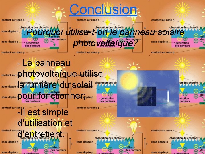 Conclusion Pourquoi utilise-t-on le panneau solaire photovoltaïque? - Le panneau photovoltaïque utilise la lumière