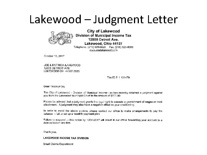 Lakewood – Judgment Letter 