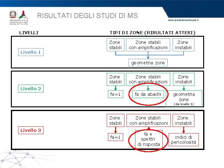 RISULTATI DEGLI STUDI DI MS LIVELLI Livello 1 www. protezionecivile. gov. it TIPI DI