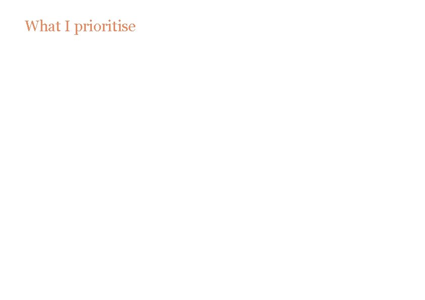 What I prioritise Ultimately, the buck stops with me. I need to make sure What I prioritise Ultimately, the buck stops with me. I need to make sure