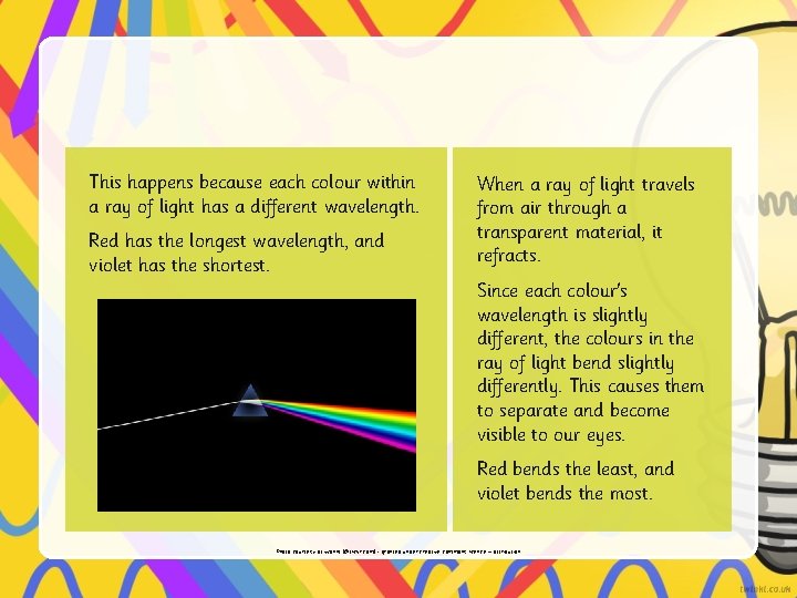 This happens because each colour within a ray of light has a different wavelength.