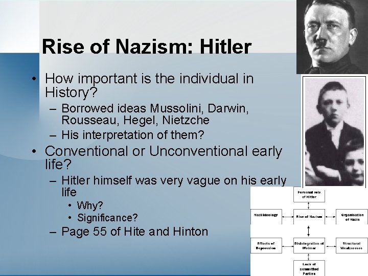 Rise of Nazism: Hitler • How important is the individual in History? – Borrowed