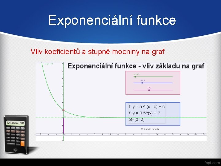 Exponenciální funkce Vliv koeficientů a stupně mocniny na graf 