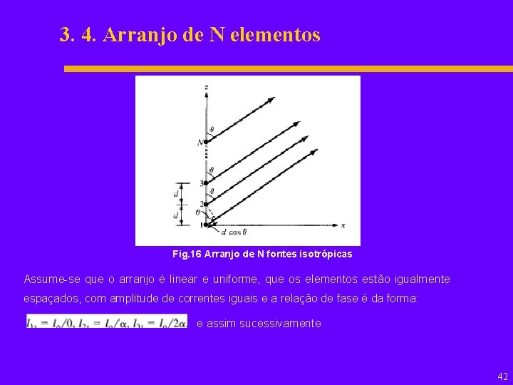 3. 4. Arranjo de N elementos Fig. 16 Arranjo de N fontes isotrópicas Assume-se