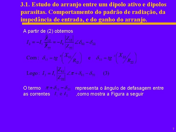 3. 1. Estudo do arranjo entre um dipolo ativo e dipolos parasitas. Comportamento do