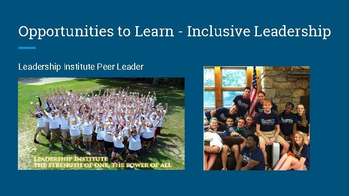 Opportunities to Learn - Inclusive Leadership Institute Peer Leader 