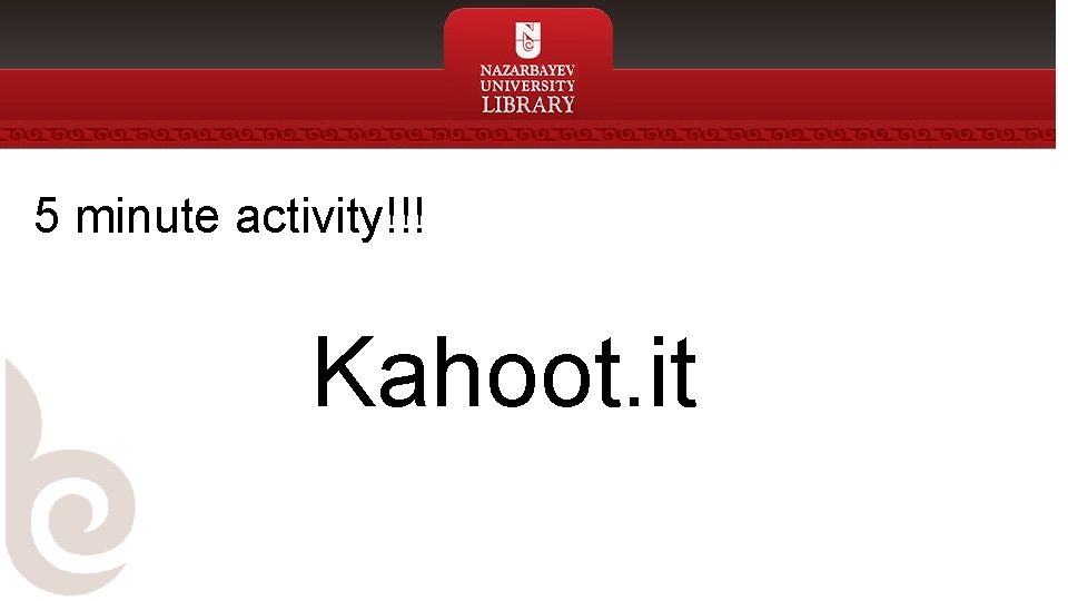 5 minute activity!!! Kahoot. it 