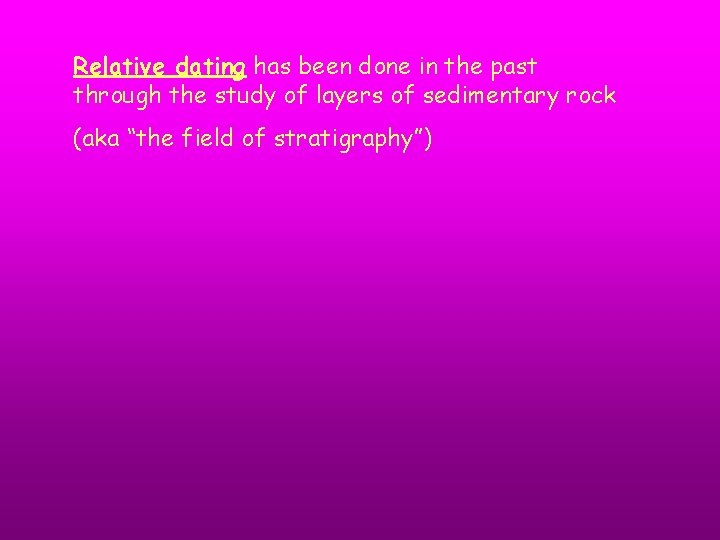 Relative dating has been done in the past through the study of layers of