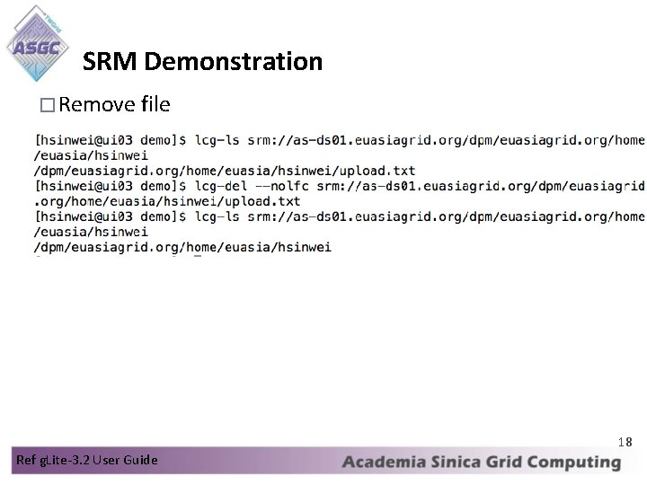 SRM Demonstration � Remove file 18 Ref g. Lite-3. 2 User Guide 