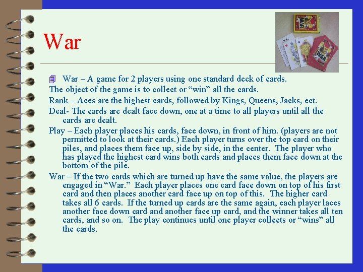 War 4 War – A game for 2 players using one standard deck of