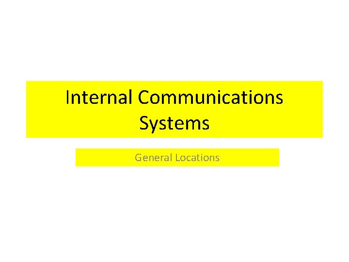 Internal Communications Systems General Locations 