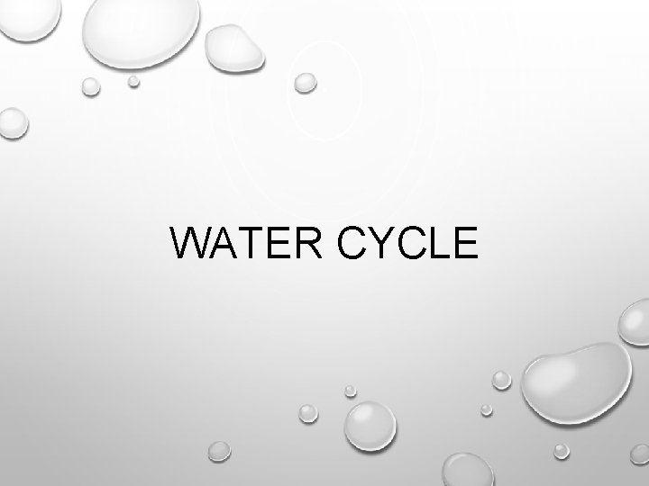 WATER CYCLE 