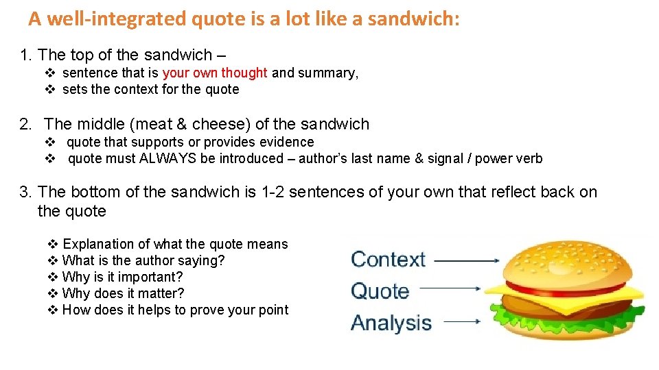 A well-integrated quote is a lot like a sandwich: 1. The top of the