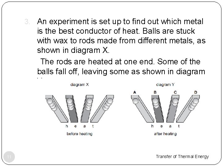 3. An experiment is set up to find out which metal is the best