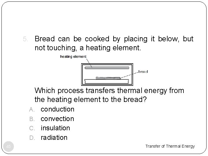 5. Bread can be cooked by placing it below, but not touching, a heating