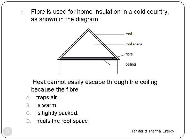 Fibre is used for home insulation in a cold country, as shown in the