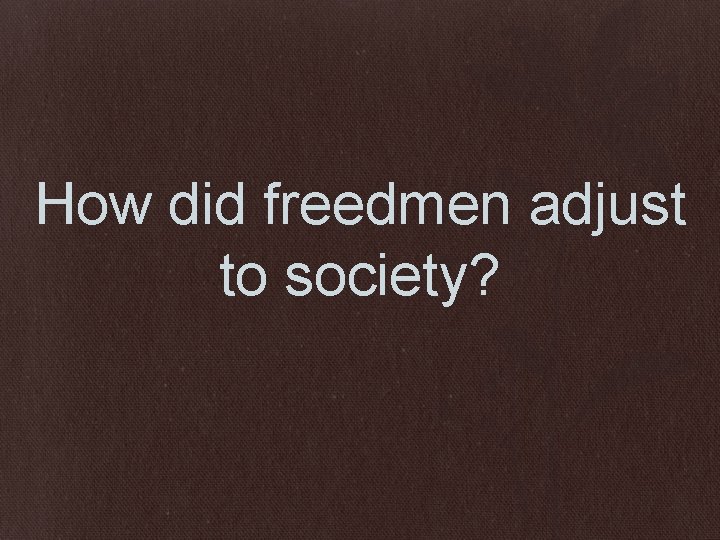 How did freedmen adjust to society? 
