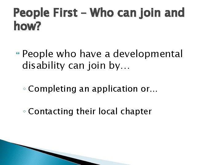People First – Who can join and how? People who have a developmental disability