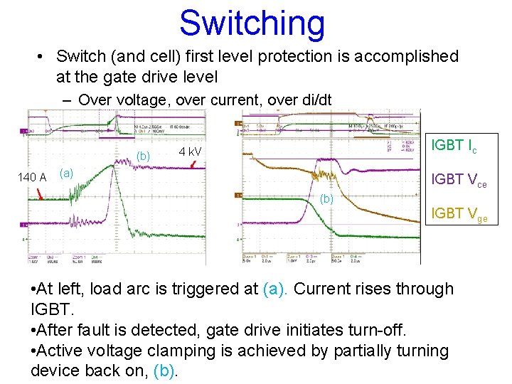 Switching • Switch (and cell) first level protection is accomplished at the gate drive