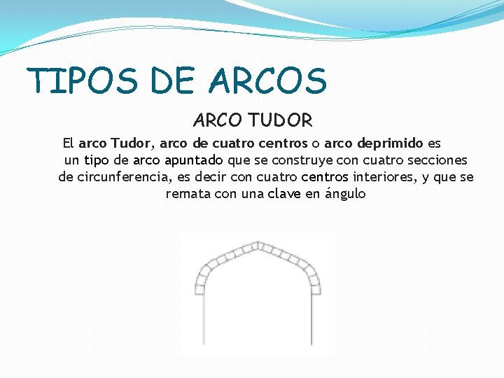 TIPOS DE ARCOS ARCO TUDOR El arco Tudor, arco de cuatro centros o arco