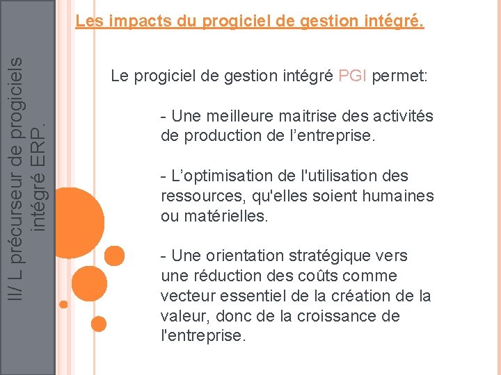 II/ L précurseur de progiciels intégré ERP. Les impacts du progiciel de gestion intégré.