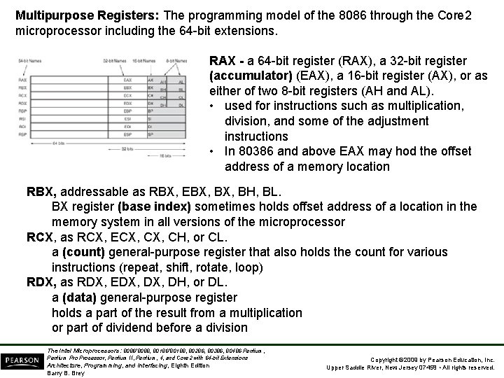 Multipurpose Registers: The programming model of the 8086 through the Core 2 microprocessor including Multipurpose Registers: The programming model of the 8086 through the Core 2 microprocessor including
