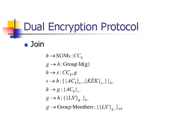 Dual Encryption Protocol n Join 