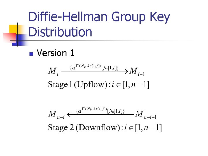 Diffie-Hellman Group Key Distribution n Version 1 