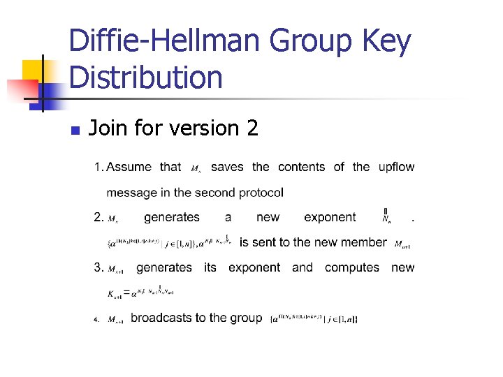 Diffie-Hellman Group Key Distribution n Join for version 2 