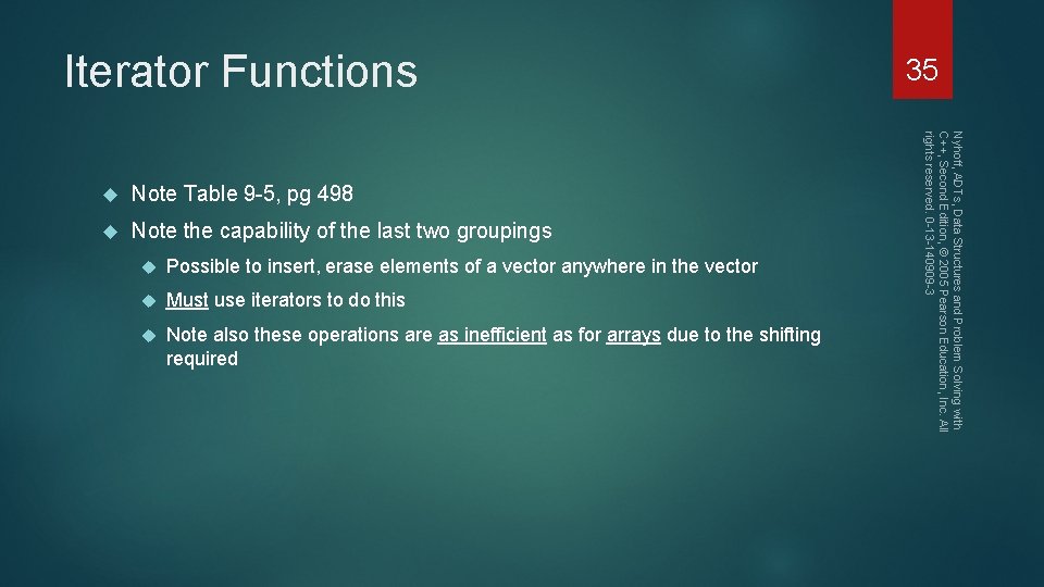 Iterator Functions Note Table 9 -5, pg 498 Note the capability of the last