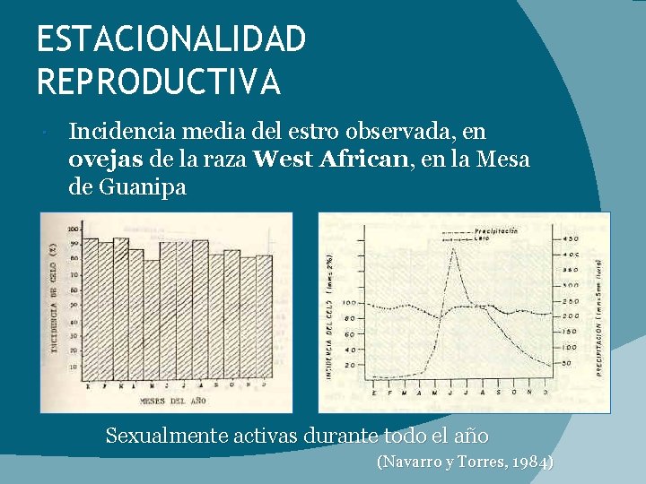 ESTACIONALIDAD REPRODUCTIVA Incidencia media del estro observada, en ovejas de la raza West African,