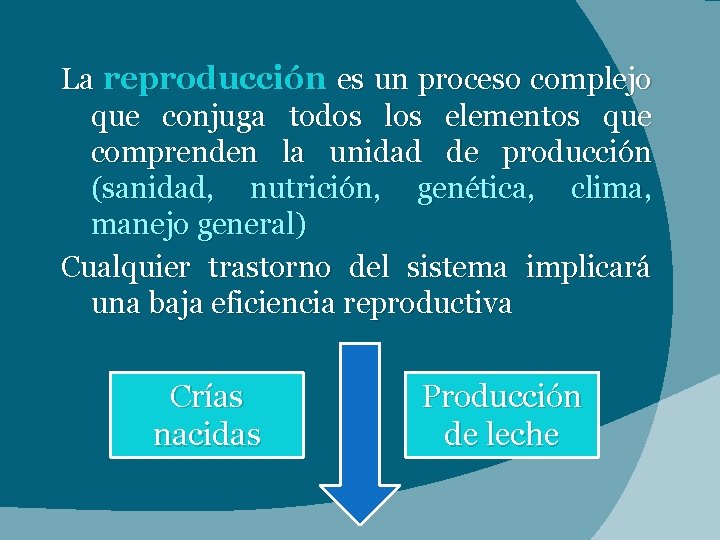 La reproducción es un proceso complejo que conjuga todos los elementos que comprenden la