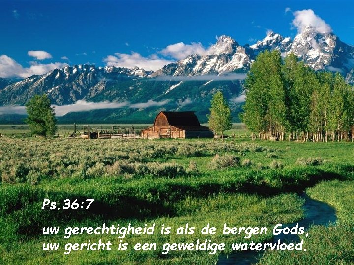 Ps. 36: 7 uw gerechtigheid is als de bergen Gods, uw gericht is een