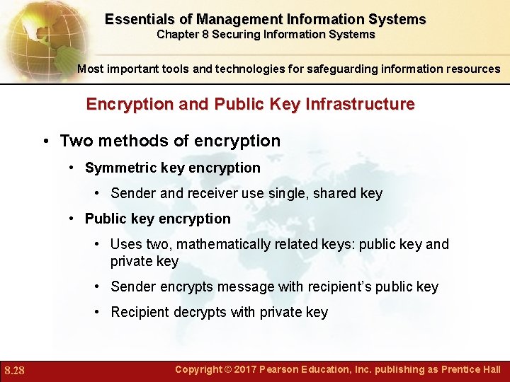 Essentials of Management Information Systems Chapter 8 Securing Information Systems Most important tools and