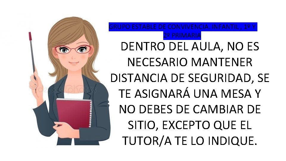 GRUPO ESTABLE DE CONVIVENCIA. INFANTIL , 1º Y 2º PRIMARIA DENTRO DEL AULA, NO