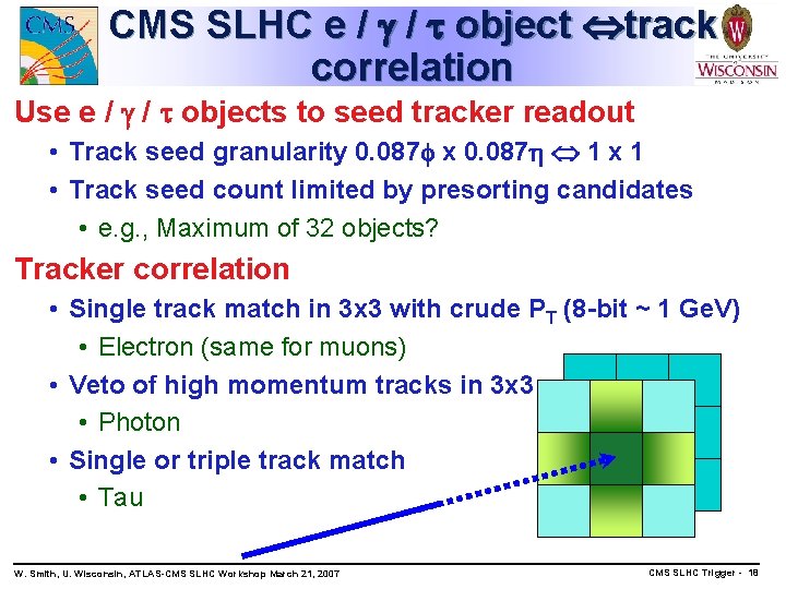 CMS SLHC e / / object track correlation Use e / / objects to