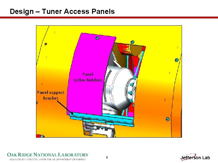 Design – Tuner Access Panel (other hidden) Panel support bracket 6 