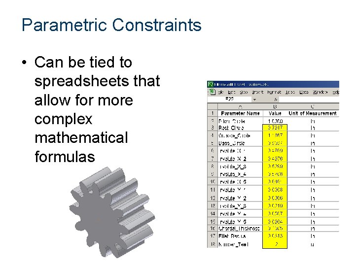Parametric Modeling Presentation Overview Types of computer design